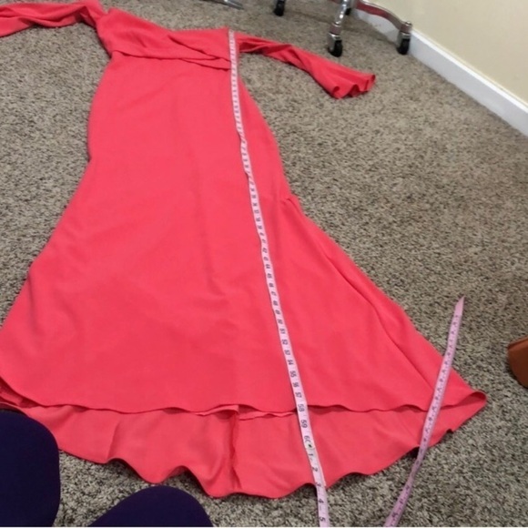 NWT Badgley Mischka Off Shoulder Formal Maxi Dress Gown Size 2 Coral - Picture 12 of 13